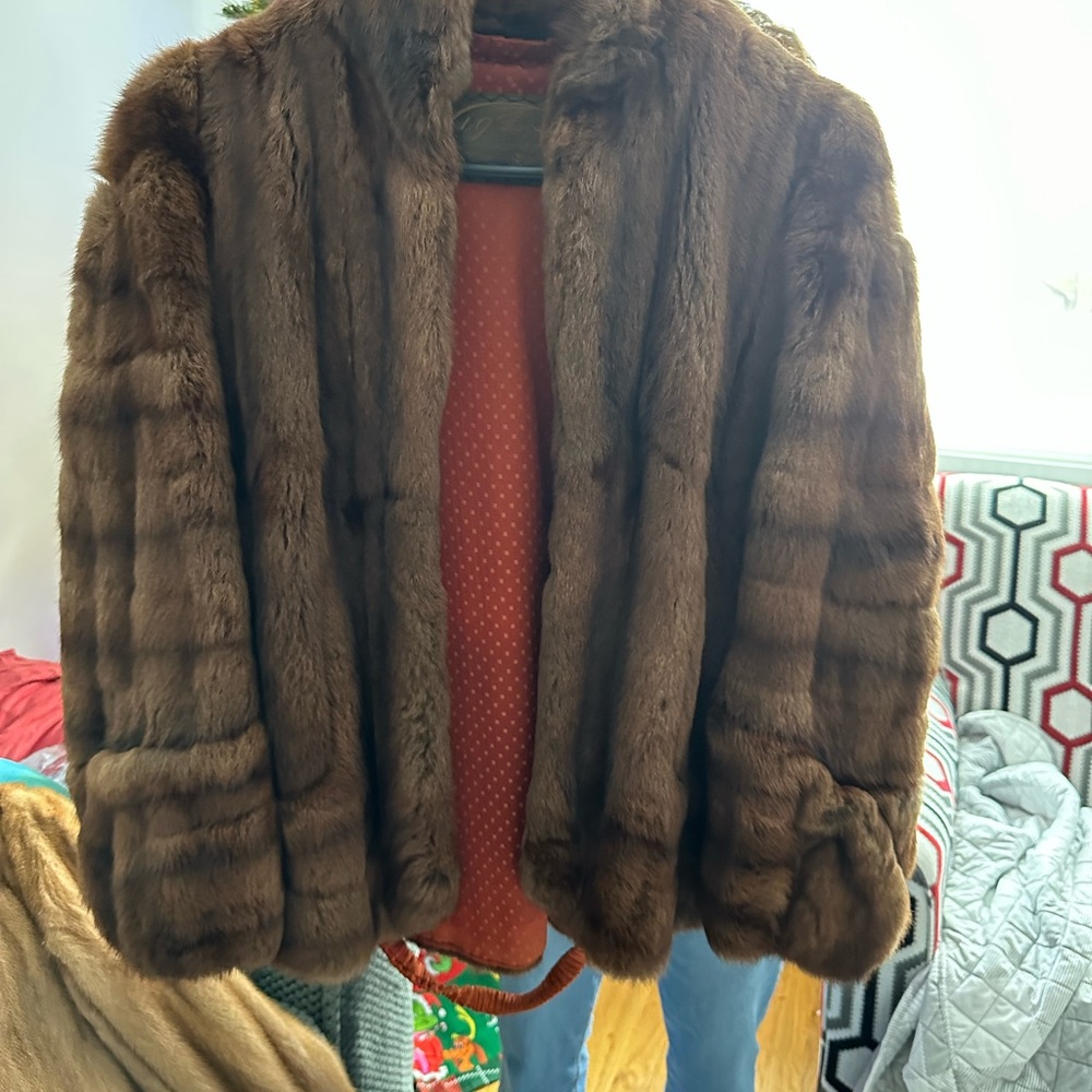 Rabbit fur cape jacket